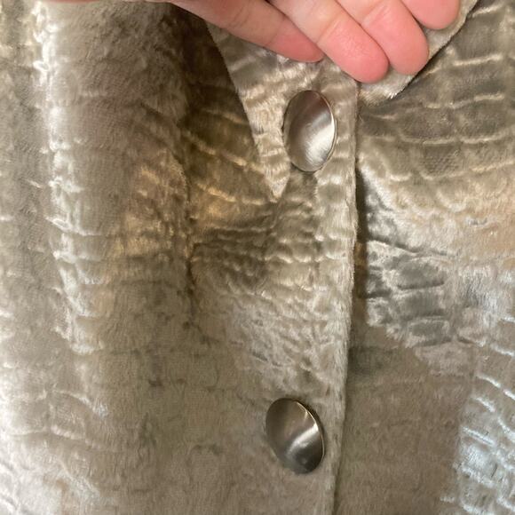 Etcetera Silver Platinum‎ Croc Embossed Faux Fur Jacket Size 14 - Picture 9 of 16